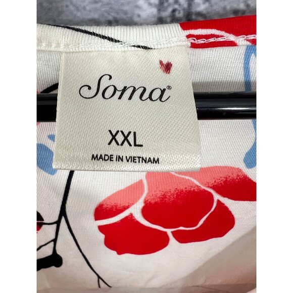 Soma Cool Nights SS Sleep Shirt Sublime Floral Ivory Size XXL V-neck NWT - Picture 6 of 12
